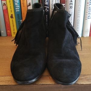 Sam Edleman Paige Black Fringe Ankle Booties